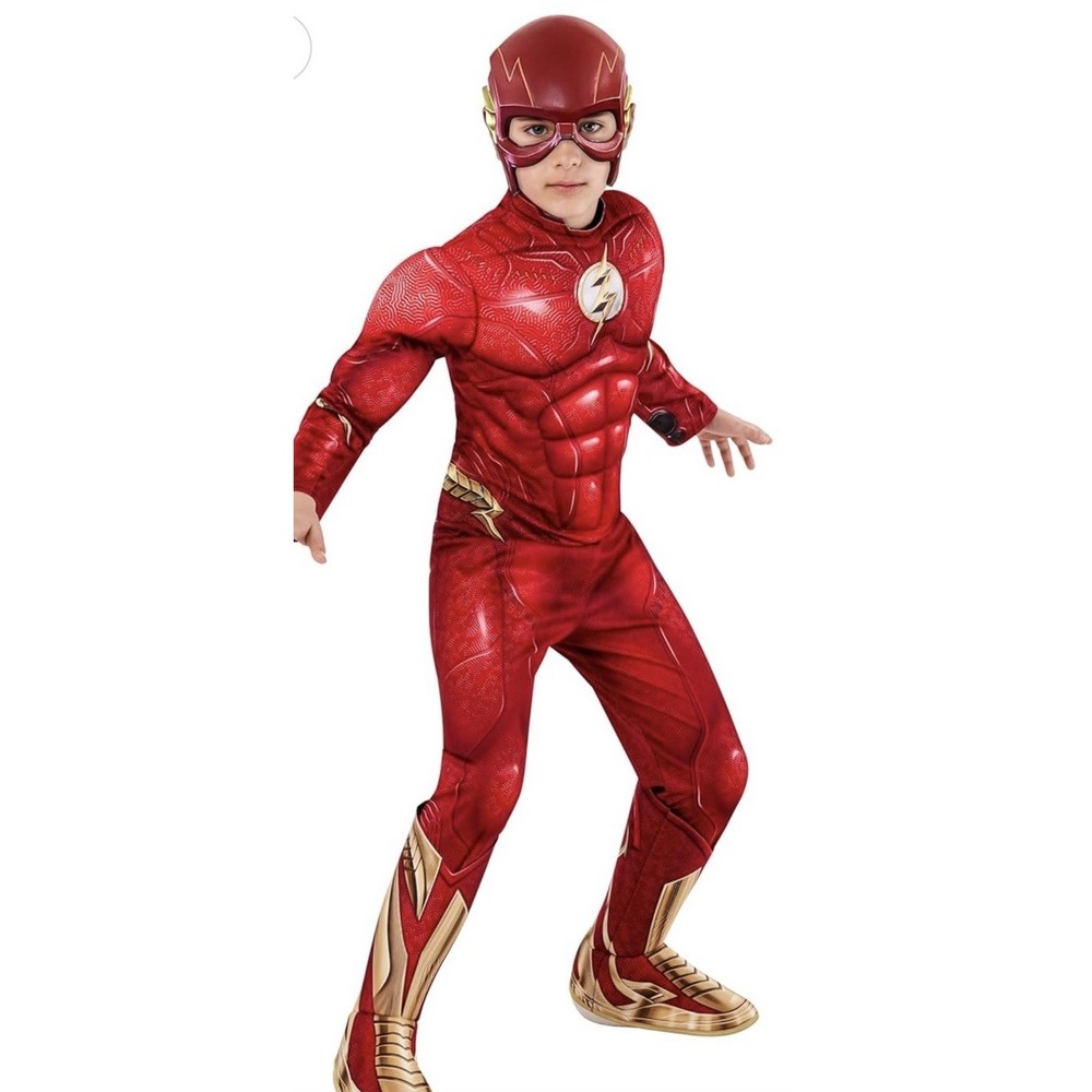 Rubie's Boy's DC: The Flash Movie Deluxe Costume Jumpsuit and Mask - Size Medium